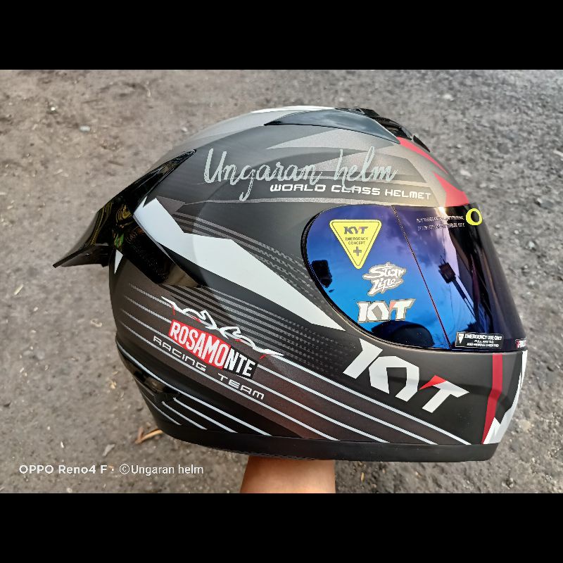 Paket Ganteng Helm KYT R10 seri 3 Race Edition Rosamonte Visor Flat Iridium Spoiler Sticker