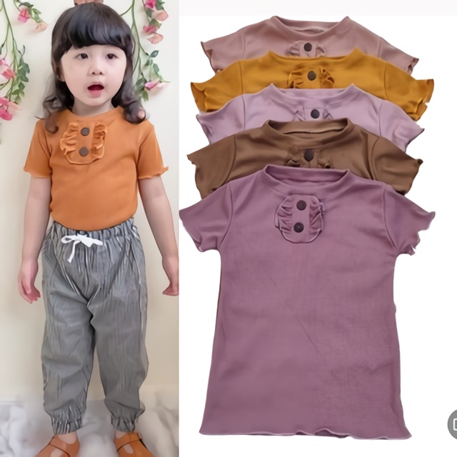 Alesha Knit Wear uk 2-5 Years / Kaos Anak Bahan Cotton Rib Tebal Stretch Atasan Balita 2-5 Tahun Blouse Polos Perempuan