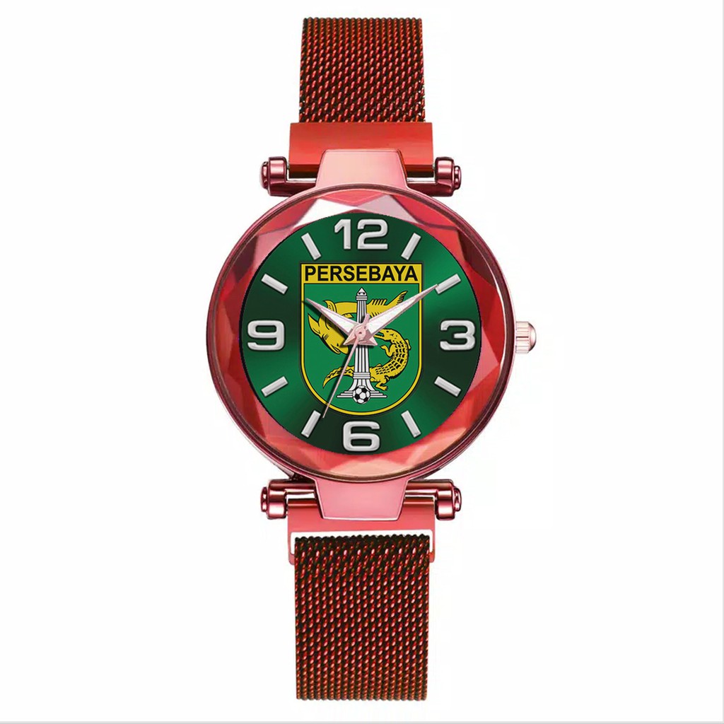 Jam Tangan Wanita Custom - PERSEBAYA MOTIF 15 Free Box &amp; Batre Cadangan