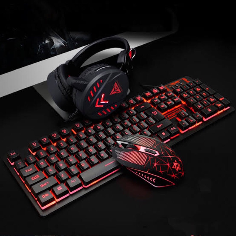 Paketan set k59 keyboard mouse headset mousepad