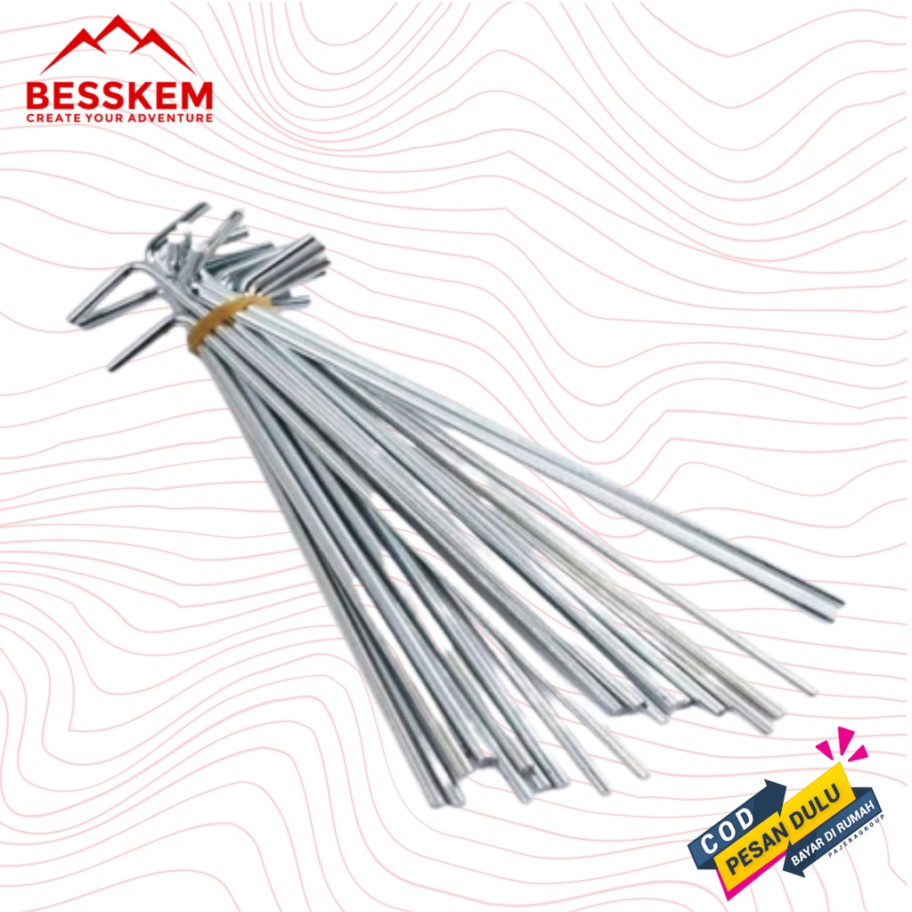 Pasak Tenda Camping Besi Galvanis Murah Patok Tenda 18cm | Besi Patok Pasak Tenda Camping Hiking Kuat Full Stainless Steel