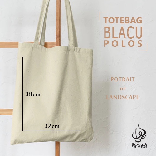 TOTEBAG BLACU POLOS Perekat VELCRO / Goodie Bag Potrait & Landscape