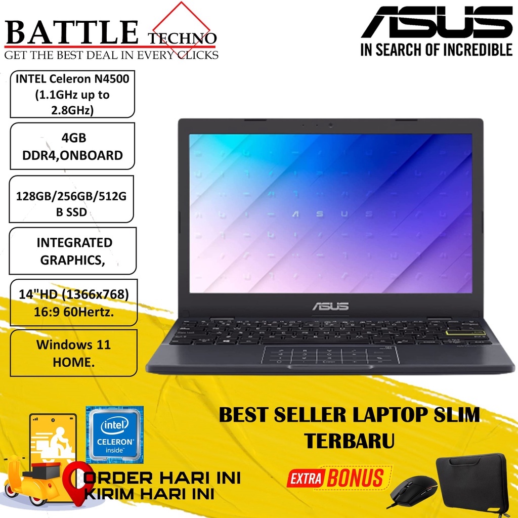 ASUS VIVOBOOK 14 E410KA INTEL N4500 4GB 512GB WIN11HOME TERLARIS