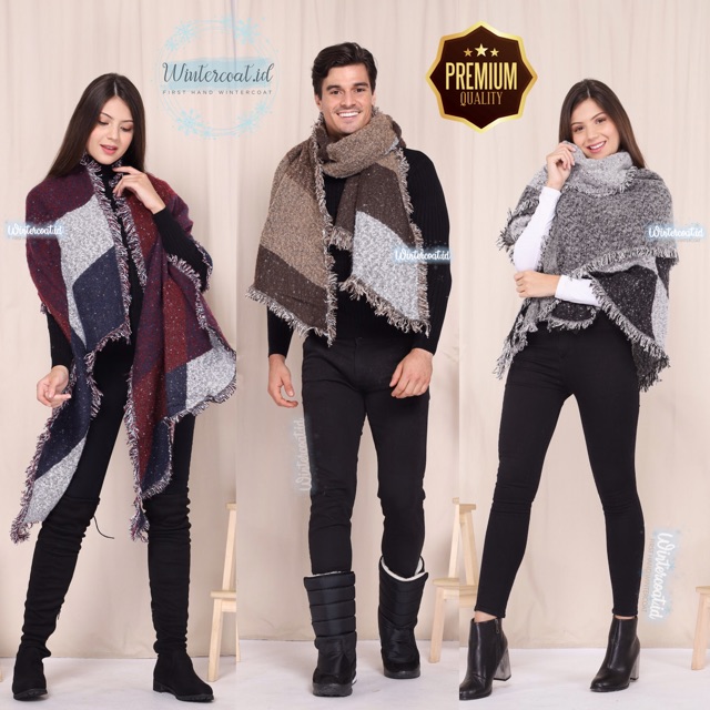 Winter scarf wool Manhattan syal musim dingin pria wanita unisex tebal hangat import pashmina