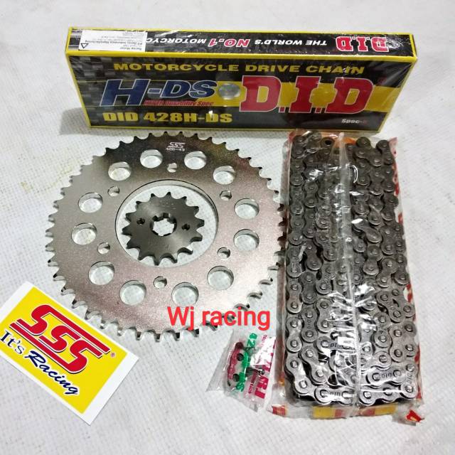 Gear Set SSS VIXION OLD - NEW VIXION NVL NVA MX KIng + Rantai DID 428 HDS HITAM