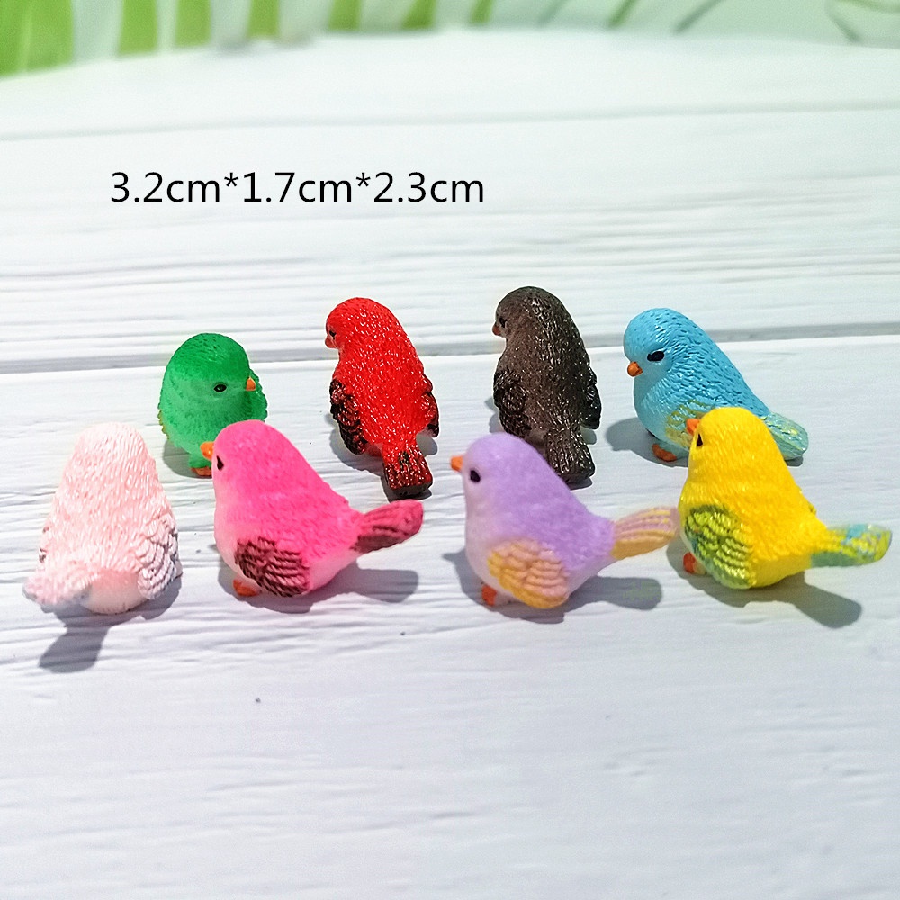 REBUY Mini Miniature Figurines Craft Fairy Garden Decor Micro Landscape Cute DIY 4pc/set Little Birds Glass Ornaments Dollhouse Home Decor