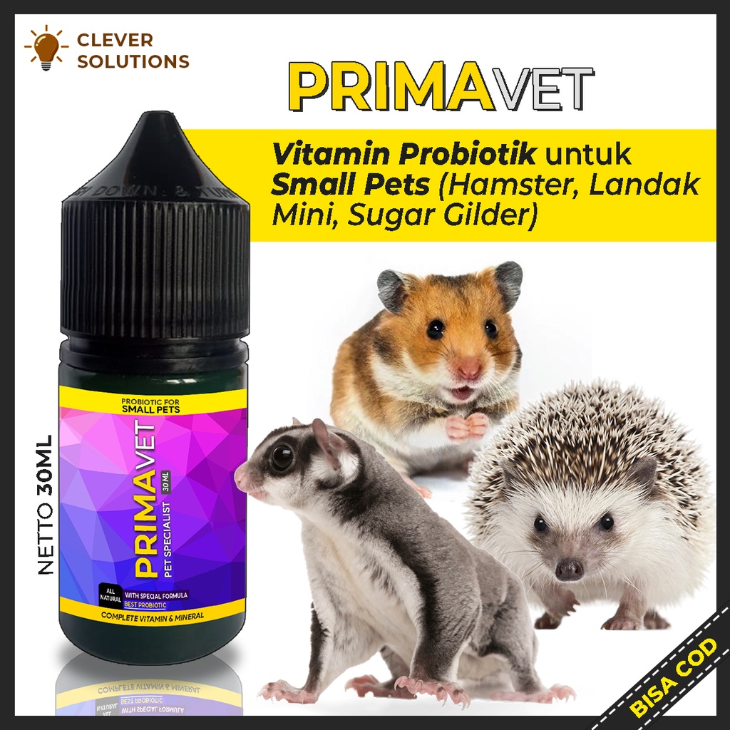 Vitamin Probiotik Hamster Landak Mini Sugar Glider PRIMAVET Penambah Nafsu Makan Imun Pelebat Bulu