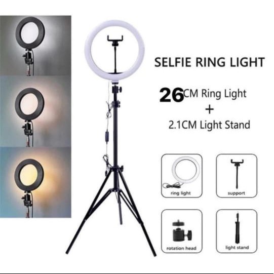 Ring Light 26CM Ring Light 33 CM LED + Tripod 3110 3118 2.1 Meter for Selfie, Live Stream, Makeup