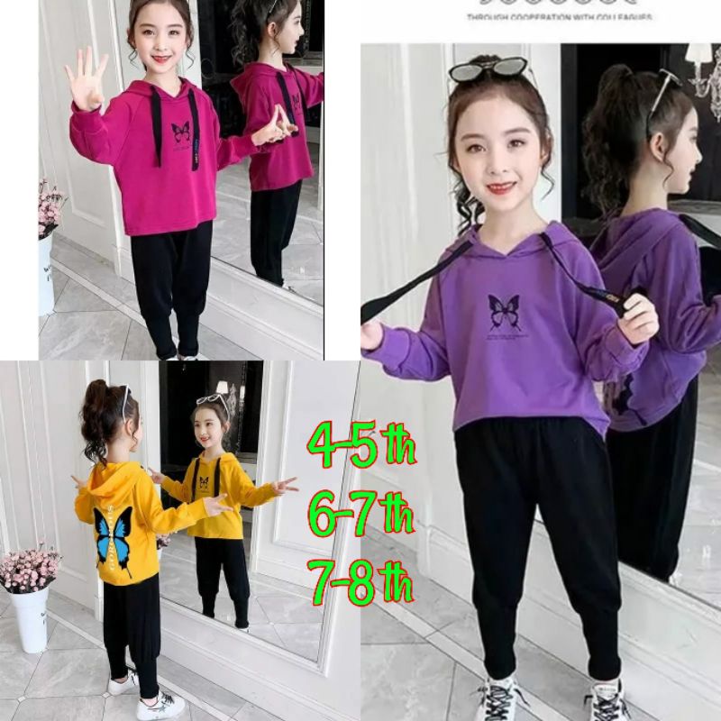 SIZE 4-8 TAHUN BAJU ANAK SETELAN SWEATER TRENING TRAINING JOGGER OLAHRAGA PEREMPUAN SET BAJU ANAK CE