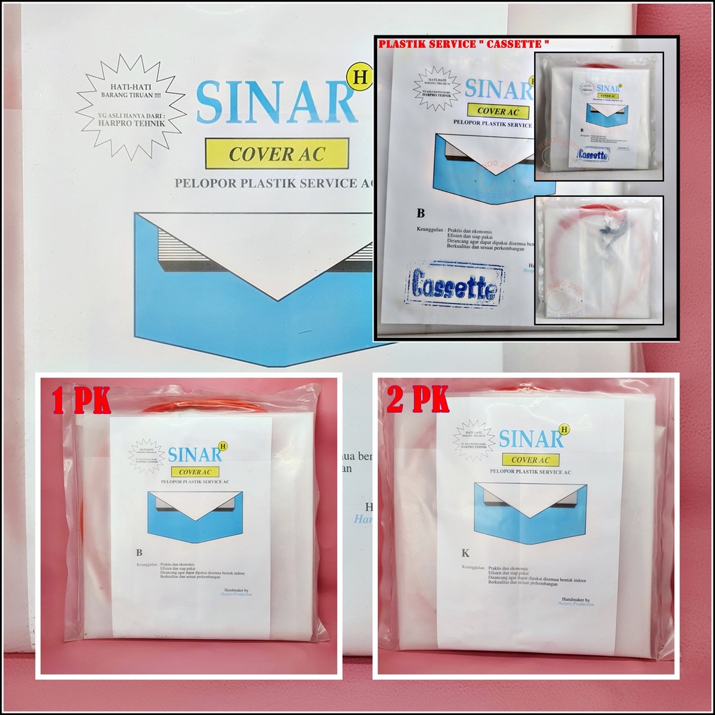 PLASTIK CUCI AC SERVICE 1PK DAN 2PK | COVER AC PLASTIK SERVICE SINAR / CASSETTE | PLASTIK SUPER TEBAL