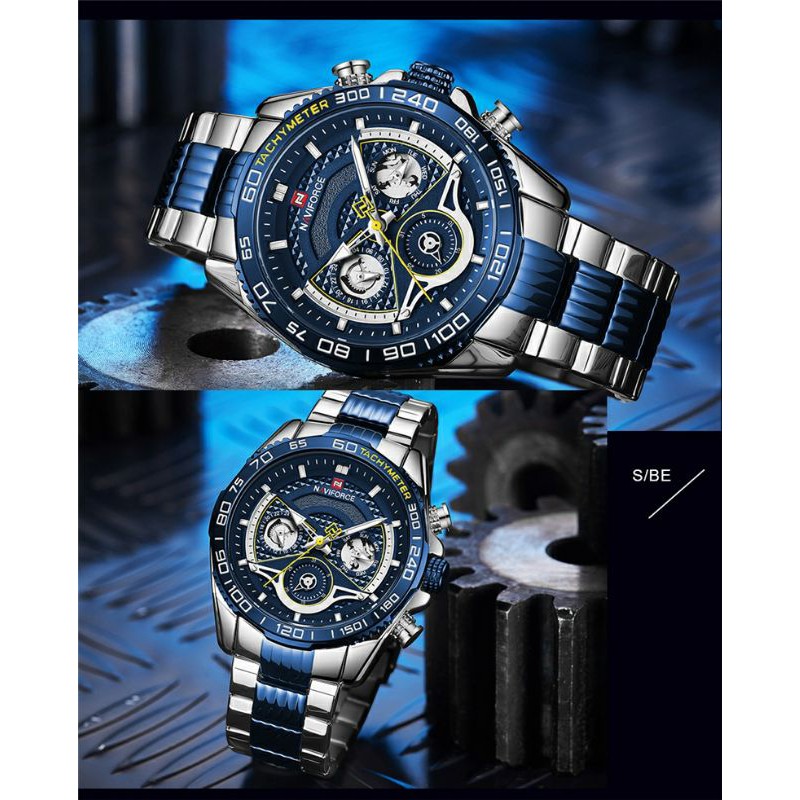 [ORIGINAL] 5 Warna Jam Tangan Pria Naviforce NF9185 Chrono On Anti Air