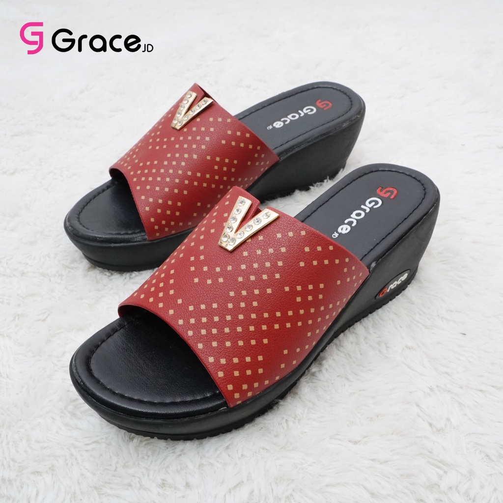 GRACE [SFL-403] Sendal Wedges Wanita CALBI/ Sandal Hak Tinggi Selop Kokop