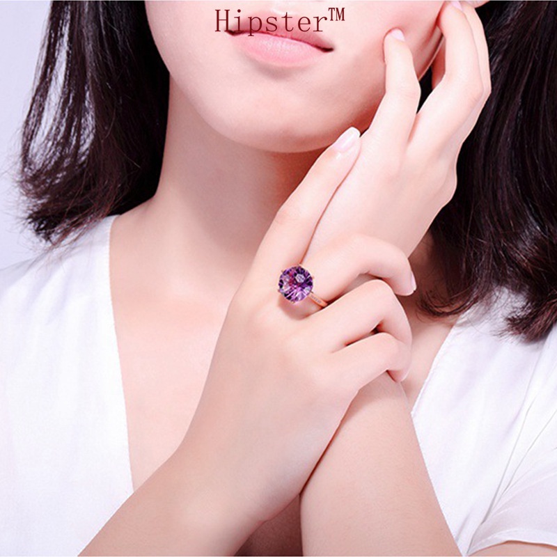 Hot Sale Graceful and Fashionable Advanced Inlaid Amethyst Adjustable Ring