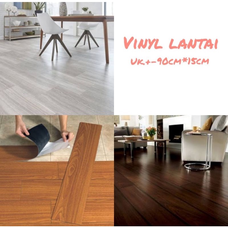 Vinyl Lantai Kayu Tebal Premium Floor Wallpaper Sticker Tempel Cantik