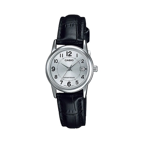 Casio General LTP V002L / LTP-V002L-7B2 1B Jam Tangan Kulit Wanita Analog Silver