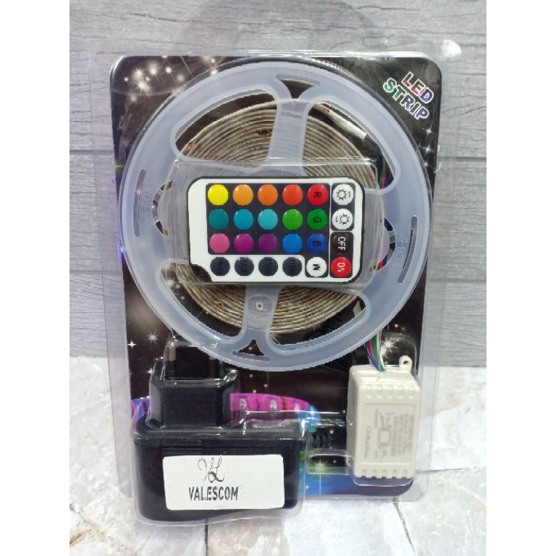 lampu LED strip RGB warna warni ip44 3528 komplit remot dan adaptor