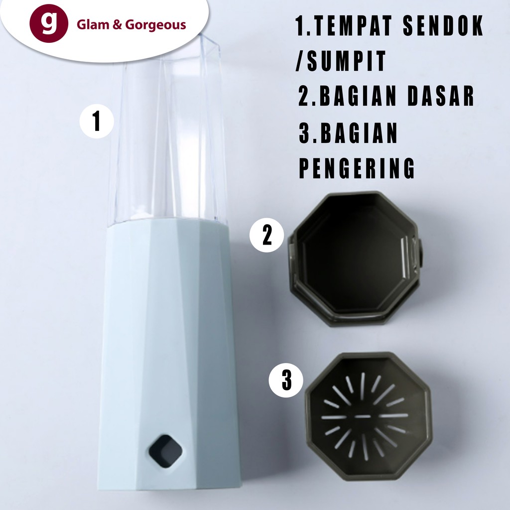 Tempat Sendok Garpu Sumpit dengan penutup KU023