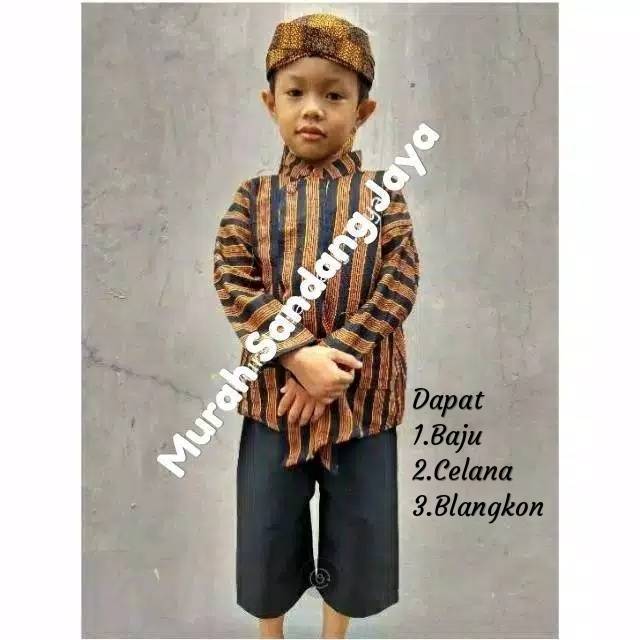 Setelan Baju Surjan Anak + Celana  Bonus  Blangkon Solo