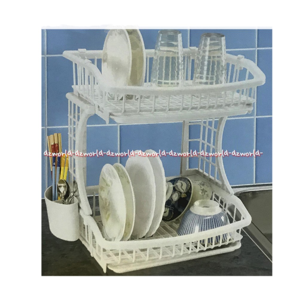 Krischef Kitchenpro 2tier Drawing Basket With Tray Pocket Rak Piring Plastik