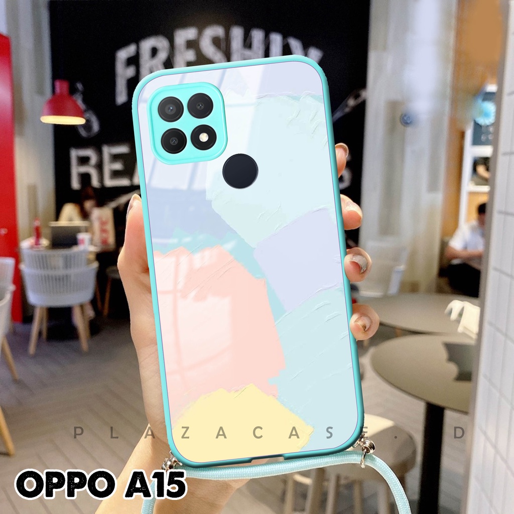 Softcase Glass Kaca + Tali - K104 -  For Oppo A15 A54 A16 A5S RENO 5 RENO 5F RENO 6 - Case Lucu - Case Oppo A54 - Casing Hp Oppo A16 - Casing Hp Oppo A15 - Kesing Oppo A5S - Softcase RENO 5 - Casing RENO 5F - Sarung Hp RENO 6 4G - Case A54 - Plazacase