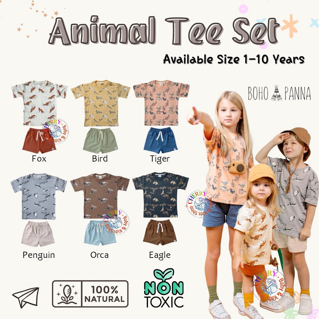 BOHOPANNA Animal Tee Set 1-10 Tahun SetelanAnak Motif Animal Zootopia  CBKS