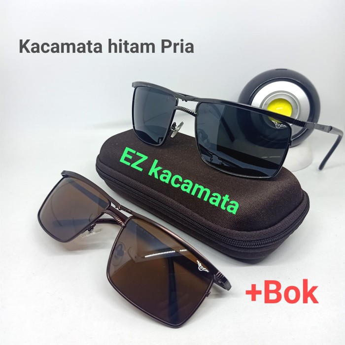 Dijual Kacamata sunglasses hitam Pria Frame Logam batang Pake PER - Hitam Diskon