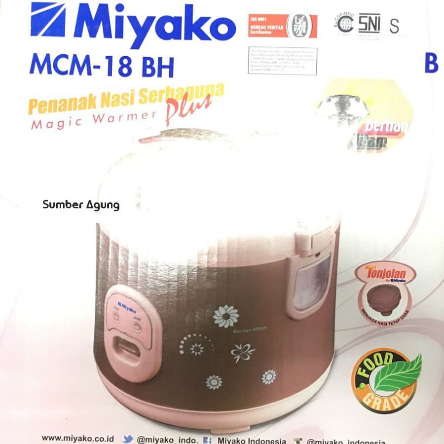 Miyako MCM 18BH Rice Cooker Penanak Nasi 1.8 L Berlian Hitam Magic Com