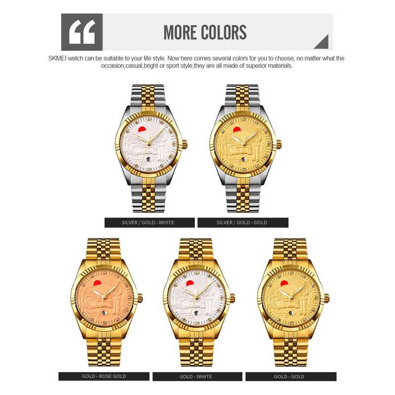 Jam Tangan Pria Analog Stainless Original SKMEI 9233CS Gold-2