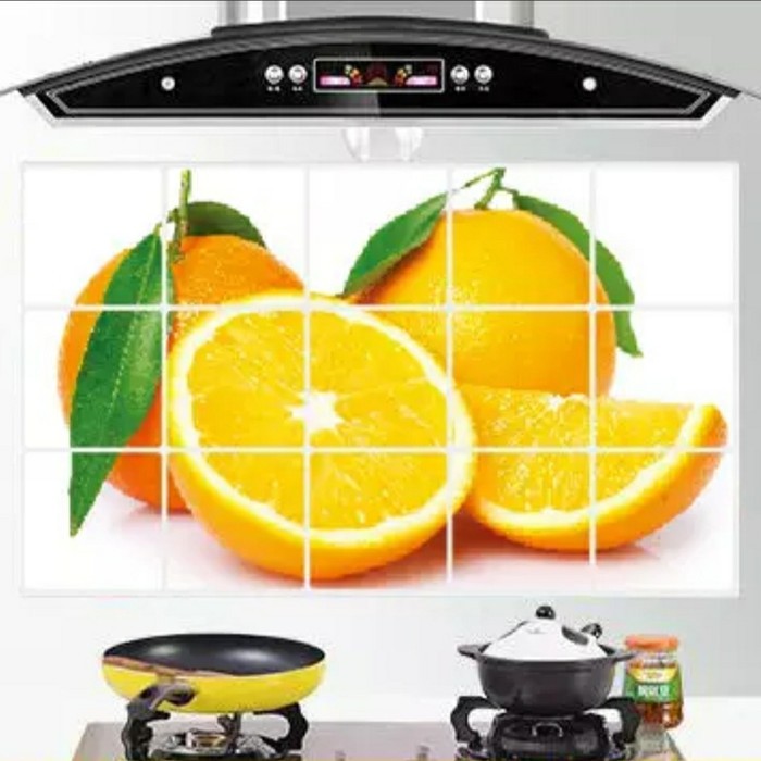 Wall Sticker / Stiker Dinding Dapur Motif Irisan Buah Jeruk / Orange