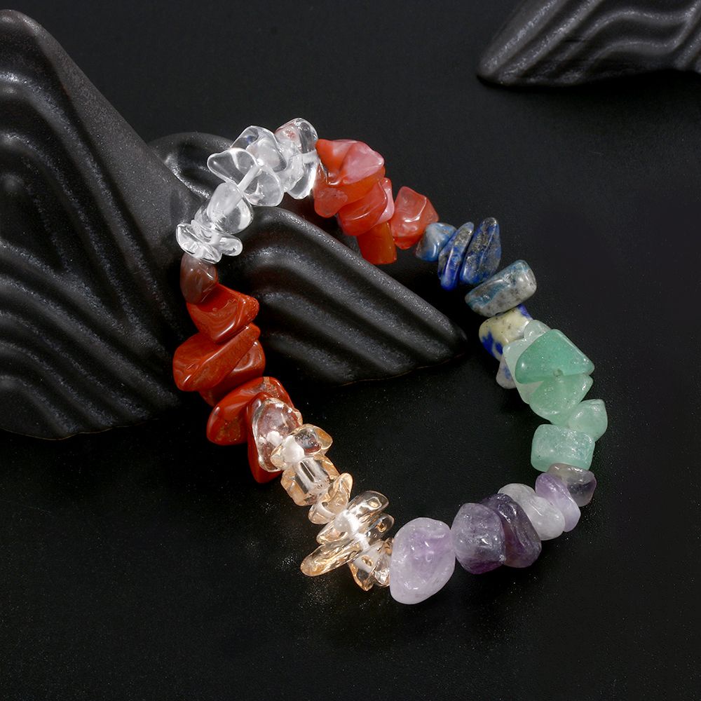 SHOOGII Reiki Natural Stone 7 Chakra Bracelets Healing Crystal Bracelet Chipped Irregular Shaped Gravel Beads Gifts For Men Women Jewelry