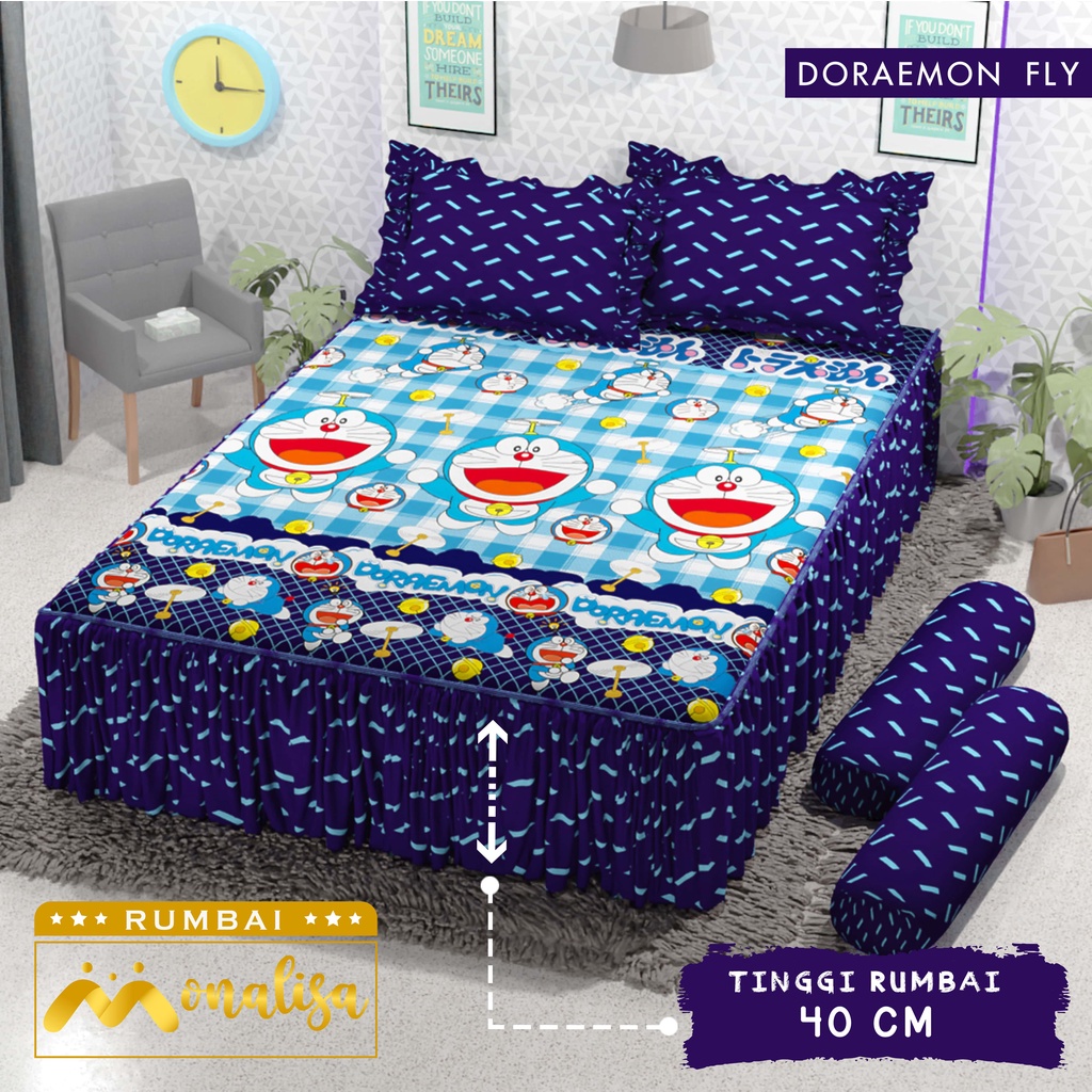 Monalisa Premium Sprei Rumbai Uk 160/180 - Doraemon Fly