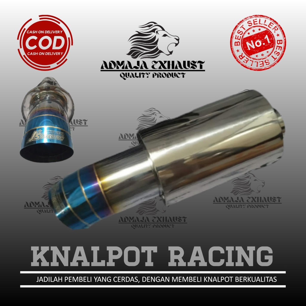KNALPOT MOBIL RACING STAINLESS (JS RACING BIRU) SUARA BASS BULAT, KERING, GAHAR, CEMPRENG