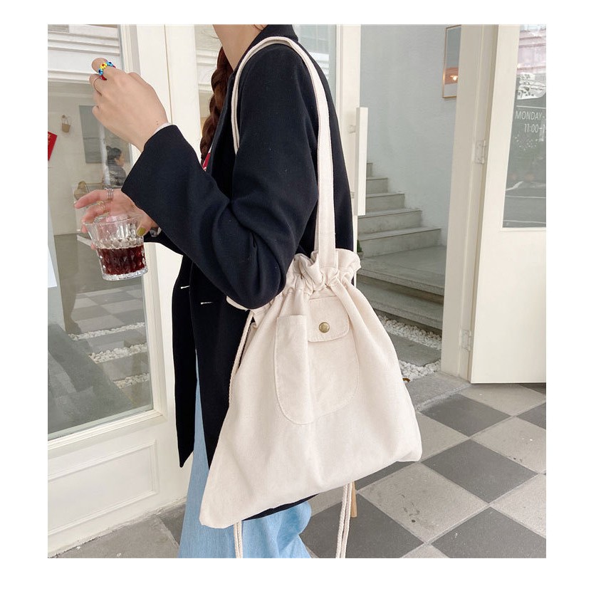 TM-29 tas bahu canvas kanvas serut kerut wanita shoulder bag import korea jepang high quality