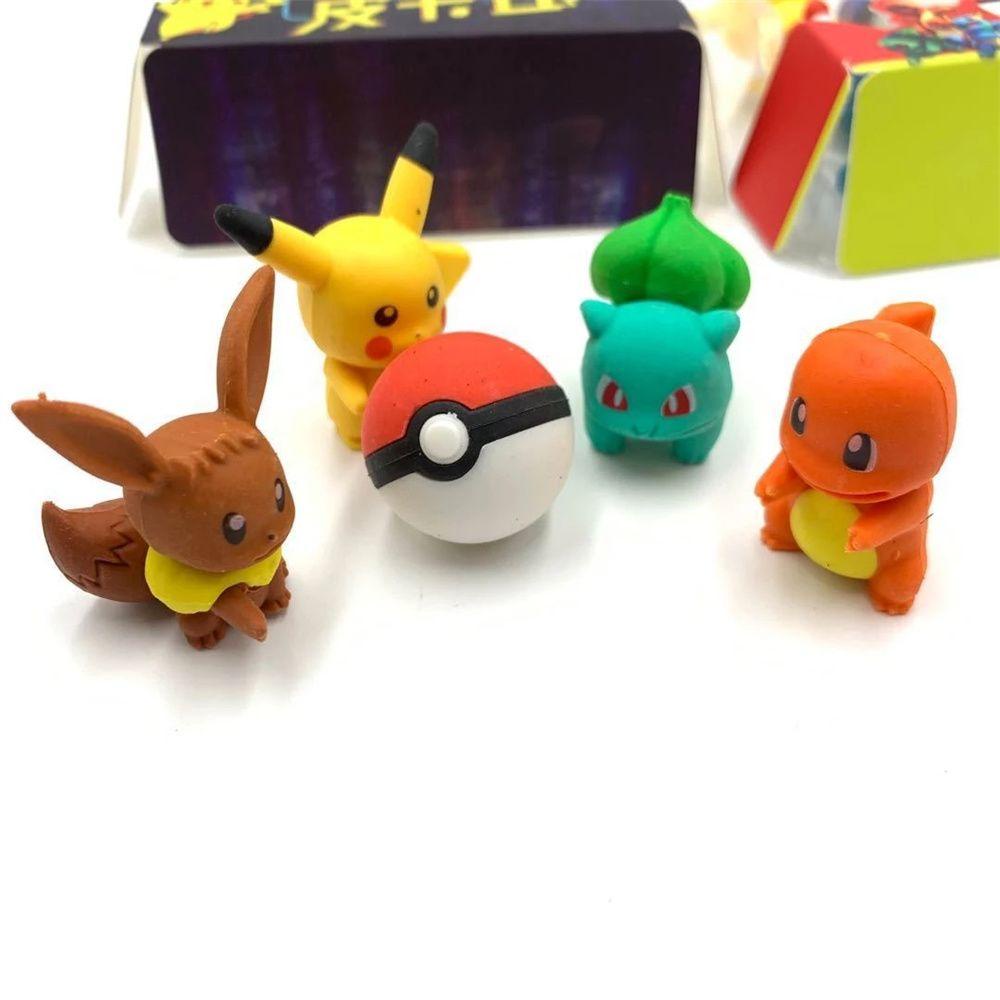 Agustina Pokemon Eraser Perlengkapan Sekolah 5pcs/Box Kartun Alat Tulis Anime Figure Perlengkapan Koreksi