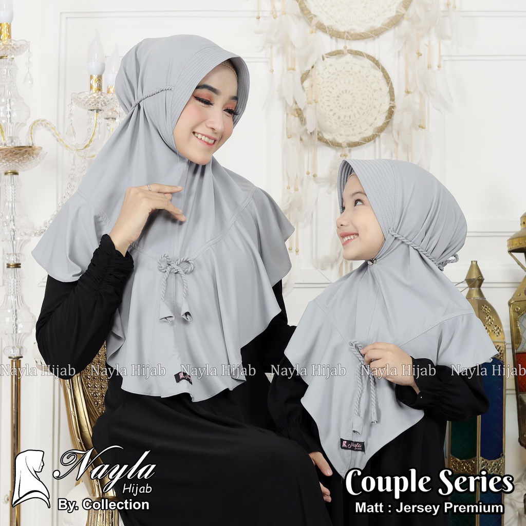 Kerudung Instan Tali Kepang COUPLE SERIES Ibu dan Anak  Jilbab Instan Jersey Airis Terbaru Nayla Hija'b