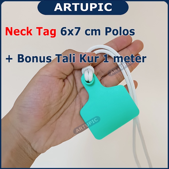 NECK TAG 6x7 cm POLOS ECERAN TALI KUR Kalung Hewan Ternak Sapi Kambing Domba dan Tali Kur 1 Meter