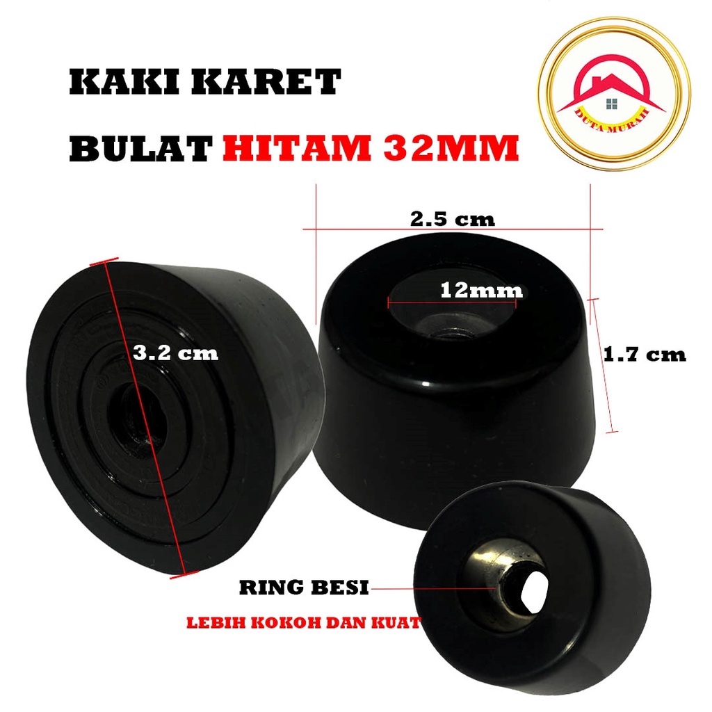 Karet Kaki untuk Kursi Meja Bulat / Karet Bulat Anti Slip Hitam Clear + Ring