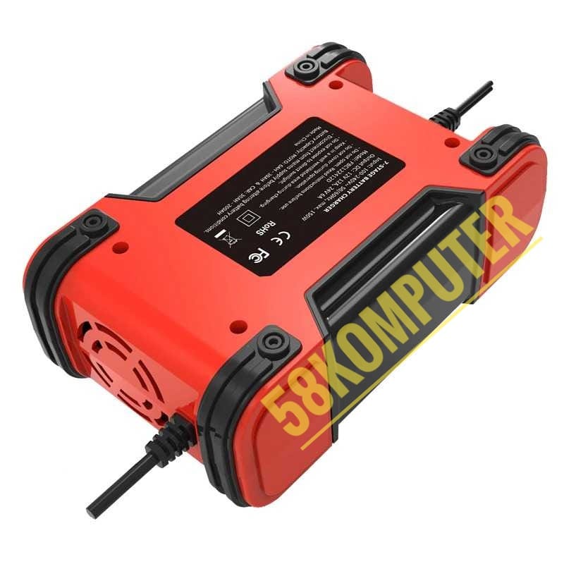 Charger Aki Mobil Otomatis 105W 12-24V 12A 200Ah With LCD