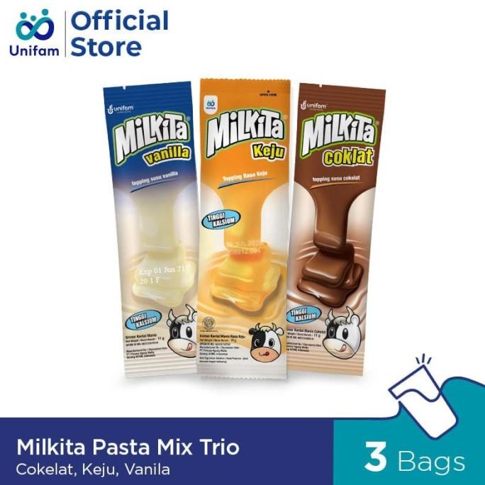 

(BISA COD) Milkita Pasta Mix Trio Cokelat, Keju, Vanila SPECIAL Kode 784