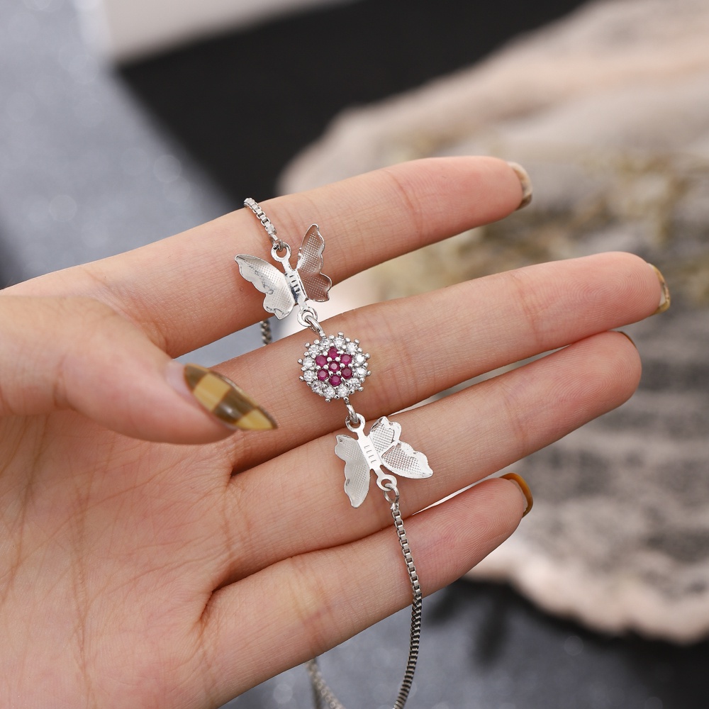 COD gelang kupukupu korea  anti karat Liontin Berlian aksesoris fashion gelang perhiasan perak D341