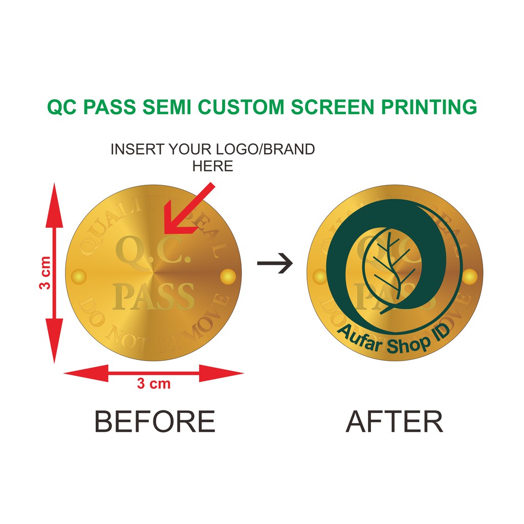 Stiker Hologram QC PASS Gold Semi Custom