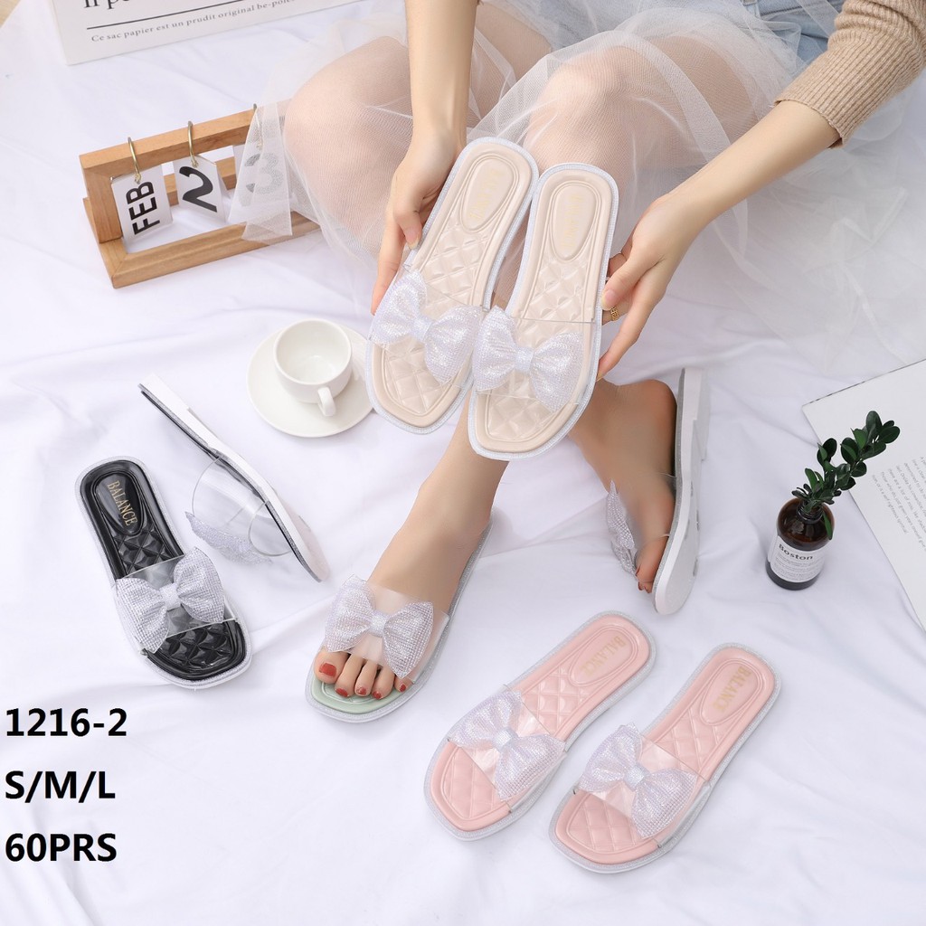 SANDAL BALANCE 1216 2 SLOP BENING + PITA PUTIH CANTIK ORIGINAL