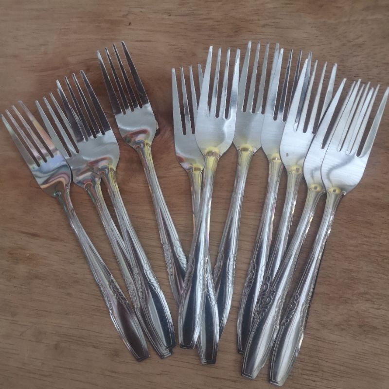 Sendok Garpu garbu alat makan makanan mie stainless steel awet Lusinan Grosir isi 12-Isi 12