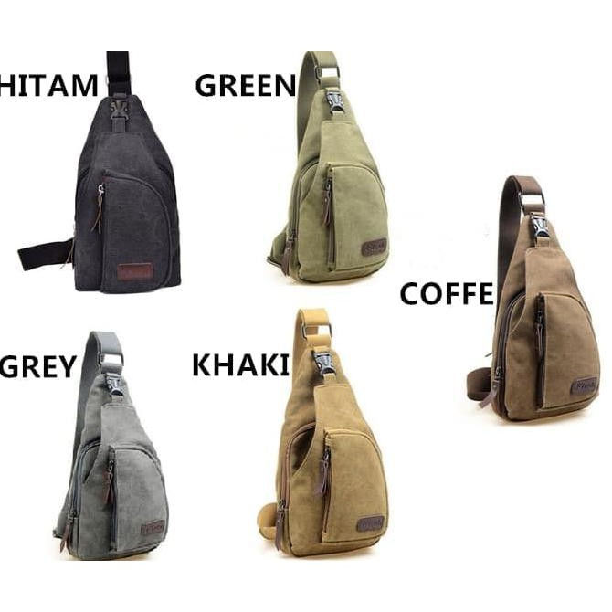 Tas Selempang Tas Slempang Pria Sling Bag Backpack Kanvas Flish D9644