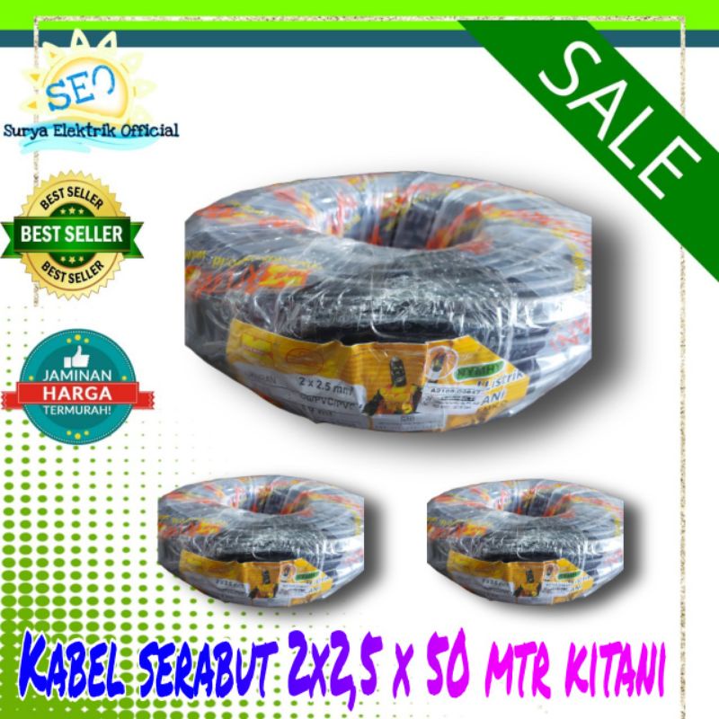 Kabel serabut hitam 2x2,5x 50 mtr kitani