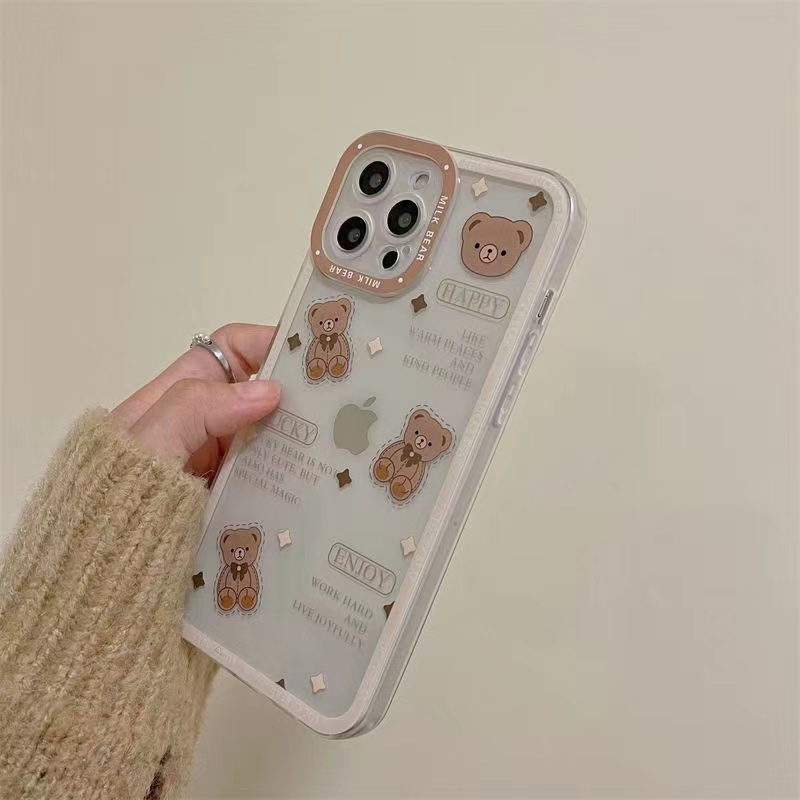 IPHONE Sahabat Lucu Soft TPU Case Kompatibel Untuk Iphone6 6s 7 8 Plus 11 Pro Max 7Plus 8Plus XR X XS Max 12 13 Pro Max 14 Pro Max Beruang Lucu Kelinci Soft Case