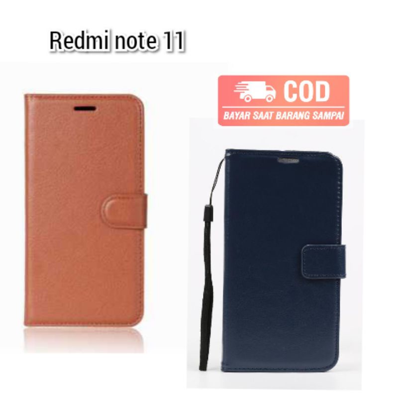 FLIP CASE DOMPET KULIT POLOS REDMI NOTE 11