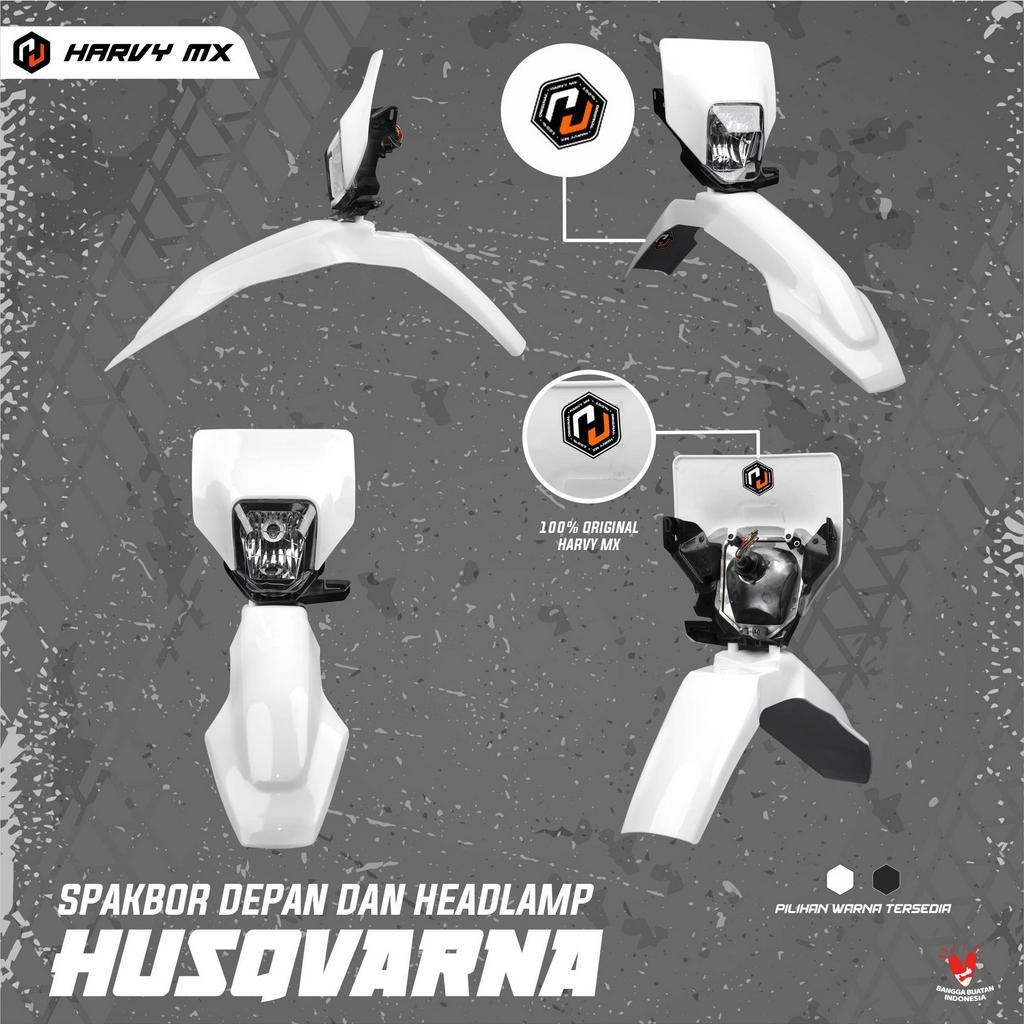 Spakbor Depan Dan Headlamp Husqvarna HARVY MX Lampu Depan HUSQ + karet pengunci headlamp Universal Trail