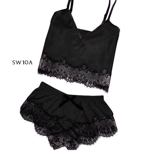 [PALING MURAH] LINGERIE SEXY BAJU TIDUR WANITA DEWASA GAUN MALAM HITAM SW10A