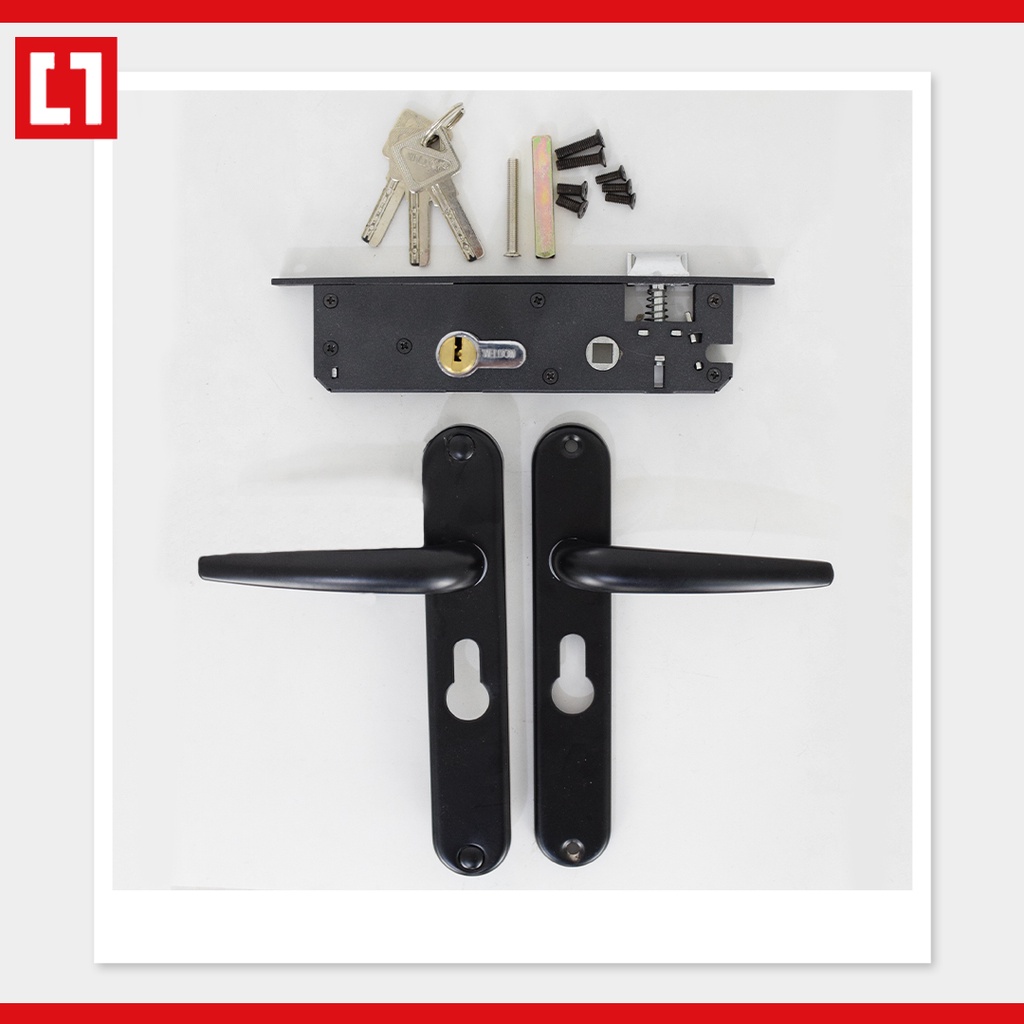 Handle Kunci Pintu Expanda Aluminium Kawat Nyamuk 1 Set - Weldom